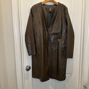 Banana Republic Leather Trench Jacket Army Green Raw edge Size S